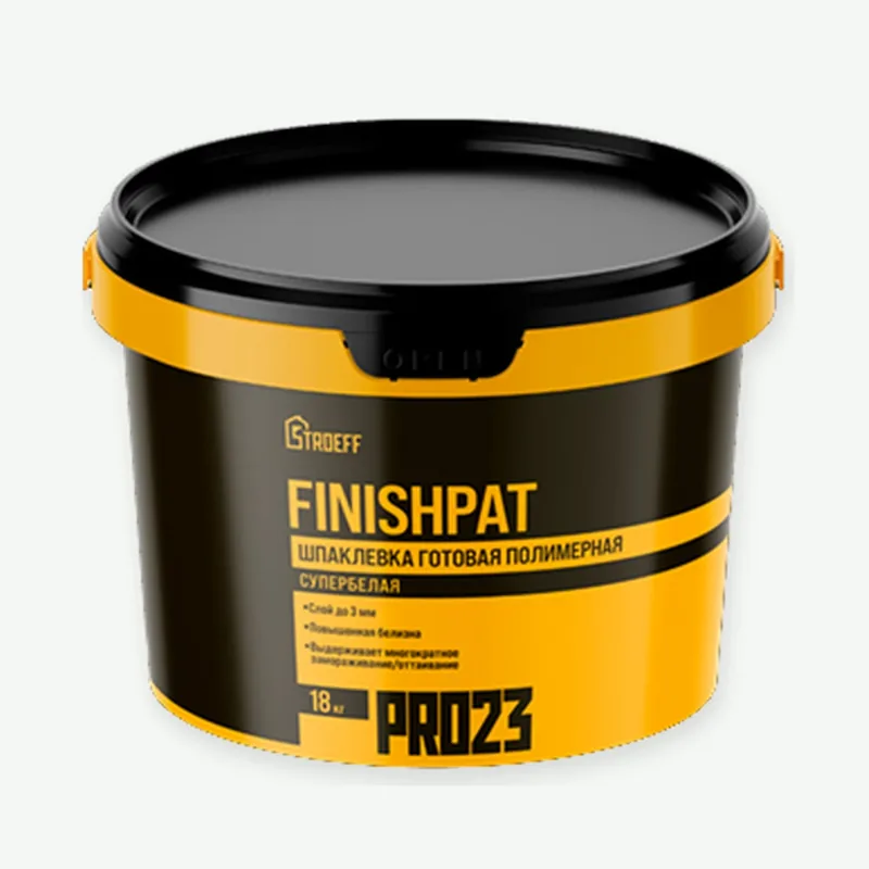 Шпатлевка готовая полимерная супербелая Finishpat Строефф PR023 18кг