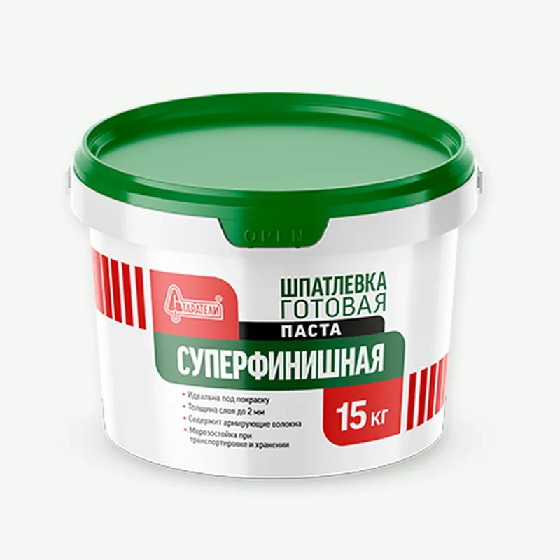 Шпатлевка полимерная готовая супербелая "Суперфинишная" паста 15 кг